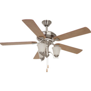 Seasons 52" Ceiling Fan With Reversible Down Light Brushed Nickel