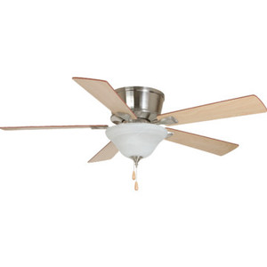 Seasons 52" Hugger-Mount Ceiling Fan Brushed Nickel Bowl Light Kit