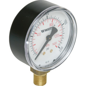 Watts 2-1/2" Dial 0-200 PSI Pressure Gauge With Bottom Mount