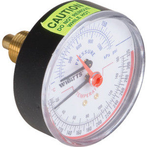 Watts 3" Dial 60-320 PSI Pressure / Temperature Gauge With Center Back Mount