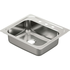 Moen 22 x 25" Single Bowl Stainless Steel Sink 3 Hole