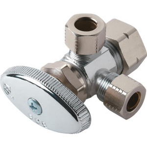 MW Multi-Turn Dual Angle Stop Valve 1/2" Comp x 1/2" x 3/8" Comp