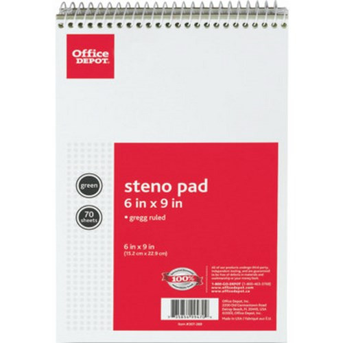 Steno Book Greggruled 140Shts Grn