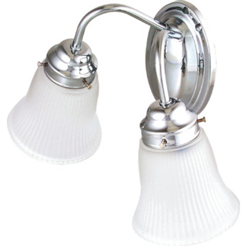 Two-Light Vanity Chrome Frosted Tulip Ribbed Glass