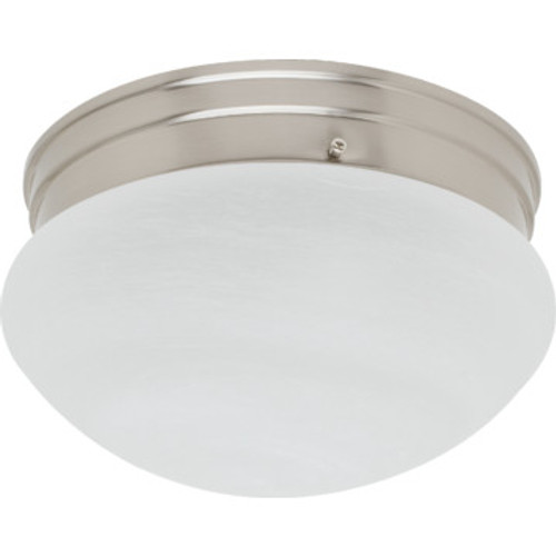 27 Watt Fluorescent Mushroom Ceiling Fixture Brushed Nickel Alabaster Glass 27 Watt Fluorescent Mushroom Ceiling Fixture Brushed Nickel Alabaster Glass