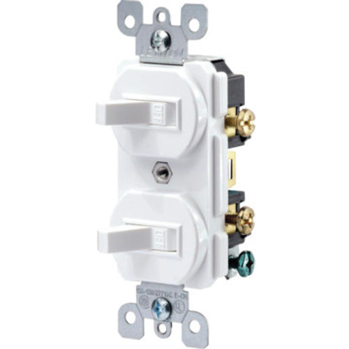15 Amp Double Wall Switch - White