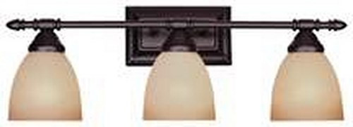 Three-Light Vanity Oil-Rubbed Bronze Amber Sandstone Glass