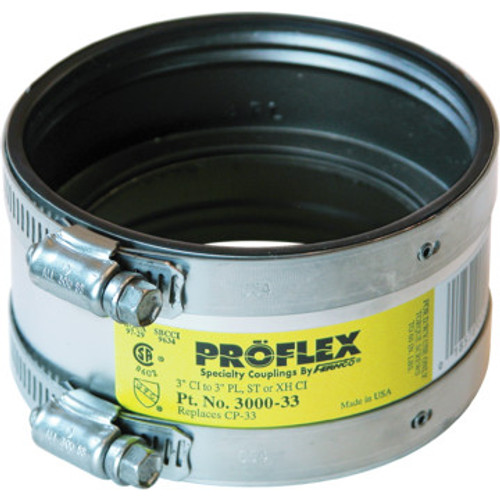 Fernco Flexible Proflex Coupling For Cast Iron Pipe Connection 2" x 2"