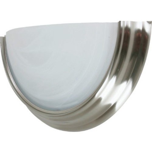 One-Light 13W Fluorescent Wall Brushed Nickel Alabaster-Style Glass One-Light 13W Fluorescent Wall Brushed Nickel Alabaster-Style Glass