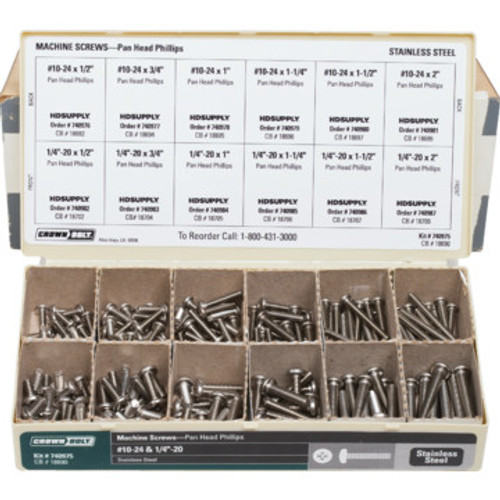 Stainless Steel Pan Head Phillips Machine Screw Assortment Kit