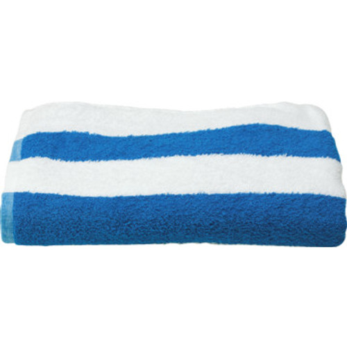 Cabana Stripe Pool Towel 30x70 15Lbs/Dozen White And Blue Stripe 12/Case