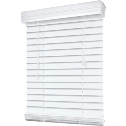 59x60" White 2" Faux Wood Horizontal Blind