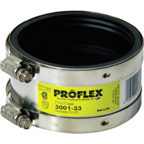 Fernco Flexible Proflex Coupling For Copper Pipe Connection 1-1/2" x 1-1/2" Fernco Flexible Proflex Coupling For Copper Pipe Connection 1-1/2" x 1-1/2"