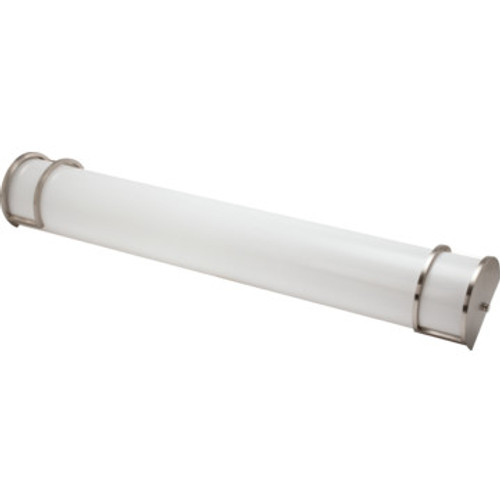 3' Two-Light T8 Wall Fixture Brushed Nickel White Acrylic Diffuser