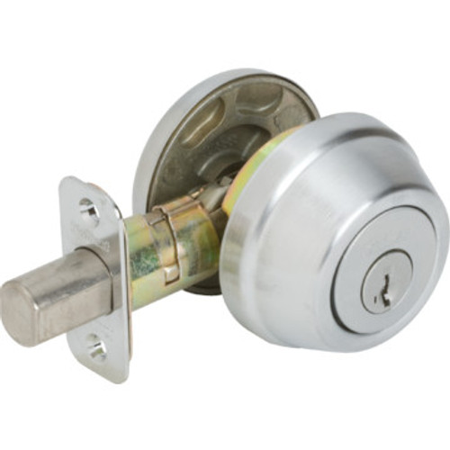 Kwikset Single Cylinder Deadbolt With SmartKey ANSI Grade 2 Satin Chrome