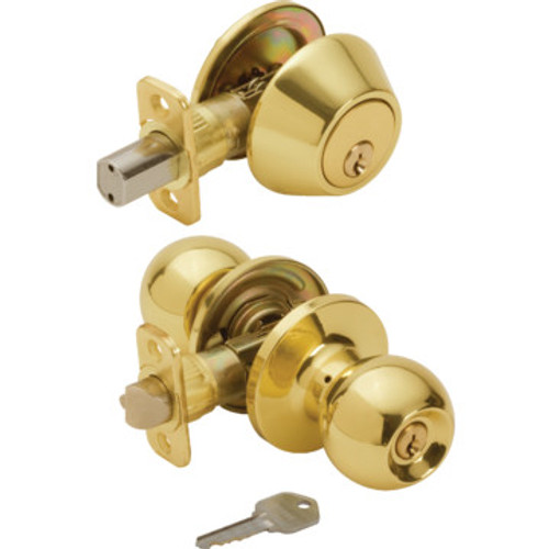 Shield Security Round Entry Single Cylinder Deadbolt Combo Brass Shield Security Round Entry Single Cylinder Deadbolt Combo Brass