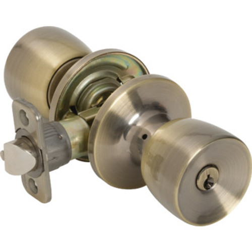 Shield Security Tulip Entry Knob Antique Brass Shield Security Tulip Entry Knob Antique Brass