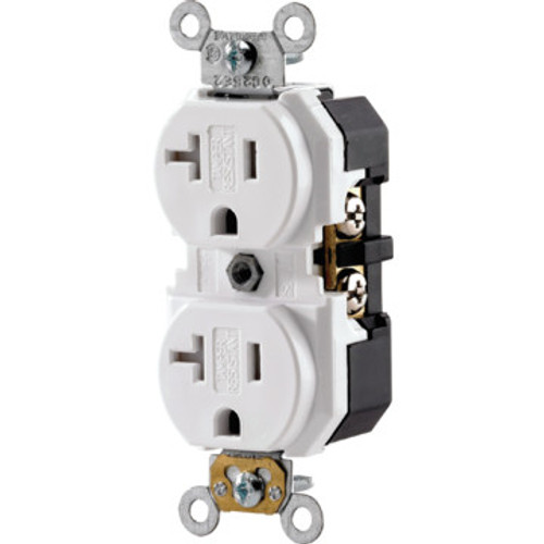 20 Amp Commercial Grade Duplex Receptacle - White