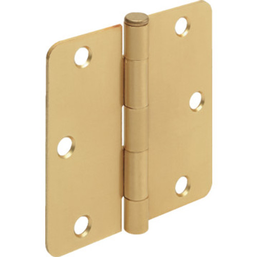 3-1/2" Residential Plain Bearing Door Hinge Satin Brass 1/4" Radius Corner Pkg/2 3-1/2" Residential Plain Bearing Door Hinge Satin Brass 1/4" Radius Corner Pkg/2