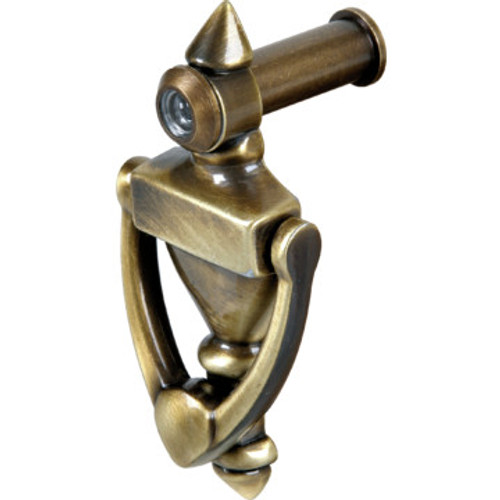 2-1/2" Door Knocker and 160 Degree Viewer Antique Brass