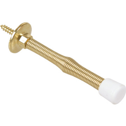 Economy Flexible Spring Door Stop 3" Brass, Package of 10