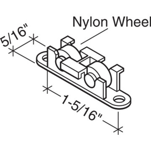 1.31"L Sliding Window Roller Nylon , Package of 4