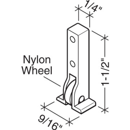 1.5"L Sliding Window Roller Nylon , Package of 4