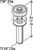 2-1/4" - 7/8" Diameter Wardrobe Bi-Fold Top Guide Metal Base, Package of 2