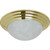 2 Light Flush Mount Fixture Polished Brass Alabaster-Style Glass 12"