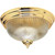 2 Light Flush Mount Fixture Polished Brass Clear-Swirled Ribbed Glass 13-1/4"