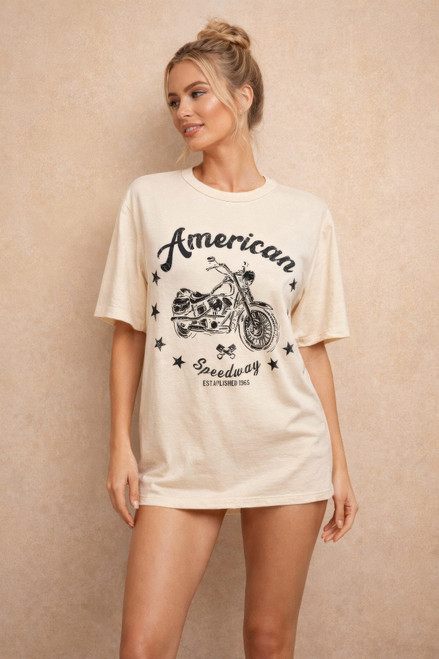 American motorcycle cotton boxy top