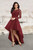 Long Sleeve Lace High Low Satin Dress