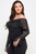 Plus size ruched long sleeve mesh top
