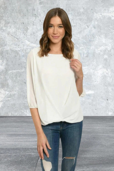 Womens White half sleeve scoop neck top