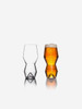 Monti-IPA Clear Glasses. Picture shows side view of 1 empty glass and 1 glass filled with beer