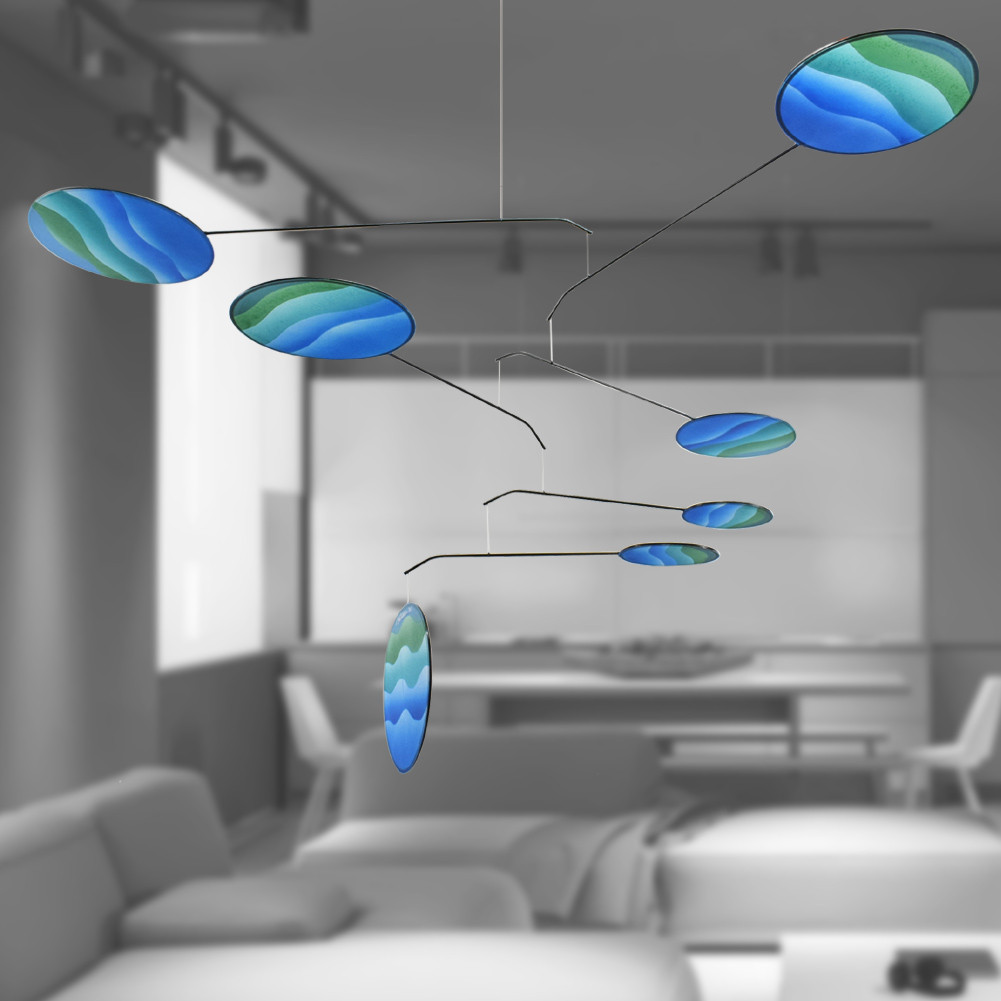 Ocean Blue Lumen Modern Mobile Modern Mobile | Indoor Art Mobile