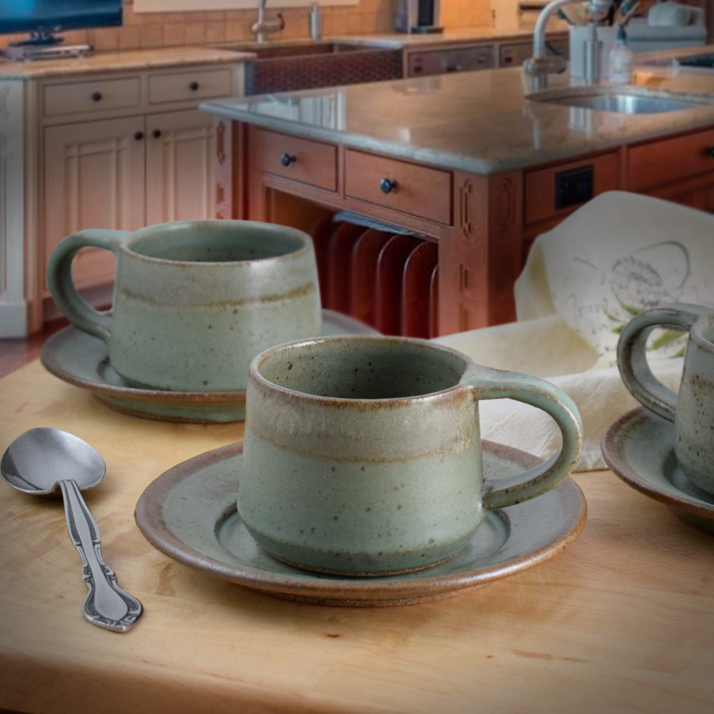 Set of 2 Handmade Ceramic Cappuccino Cups 