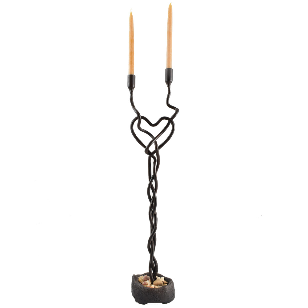 One Heart Twisted Iron Candle Holder, Made in USA