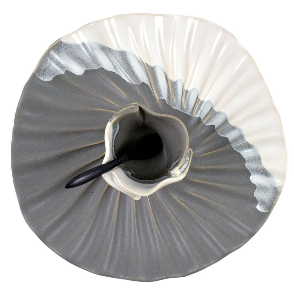 Hilborn Pottery Organic Ripple Serving Plate in Contemporary Grey White