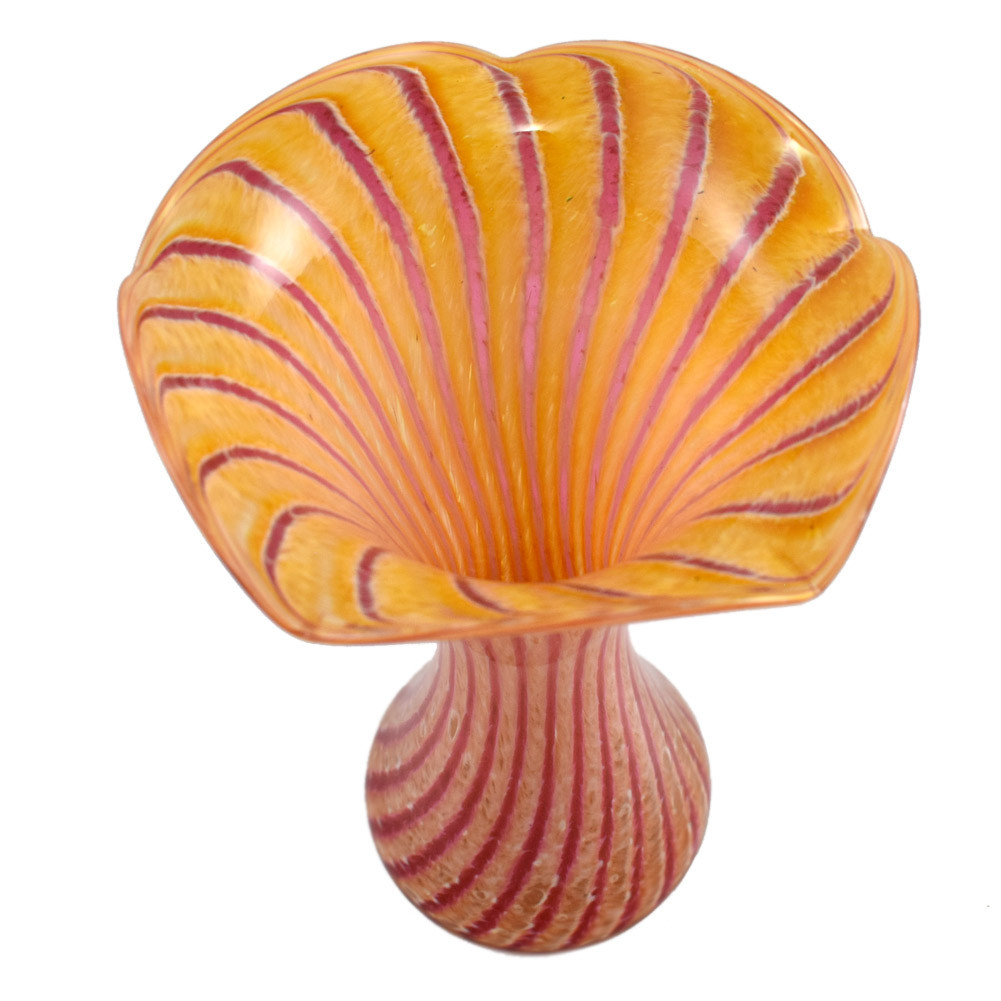 Ornate HandBlown Artisan Glass Flower Vase Handmade in the USA