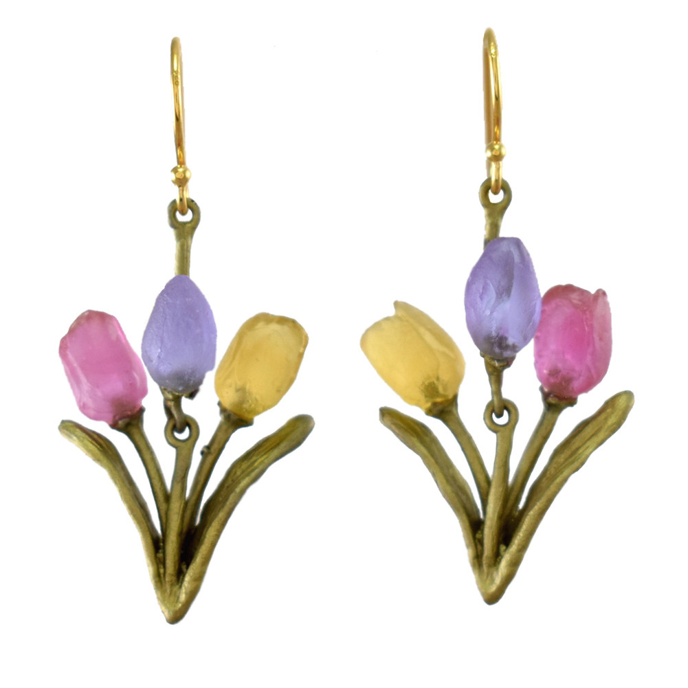 Artisan Glass Tulip Flower Earrings