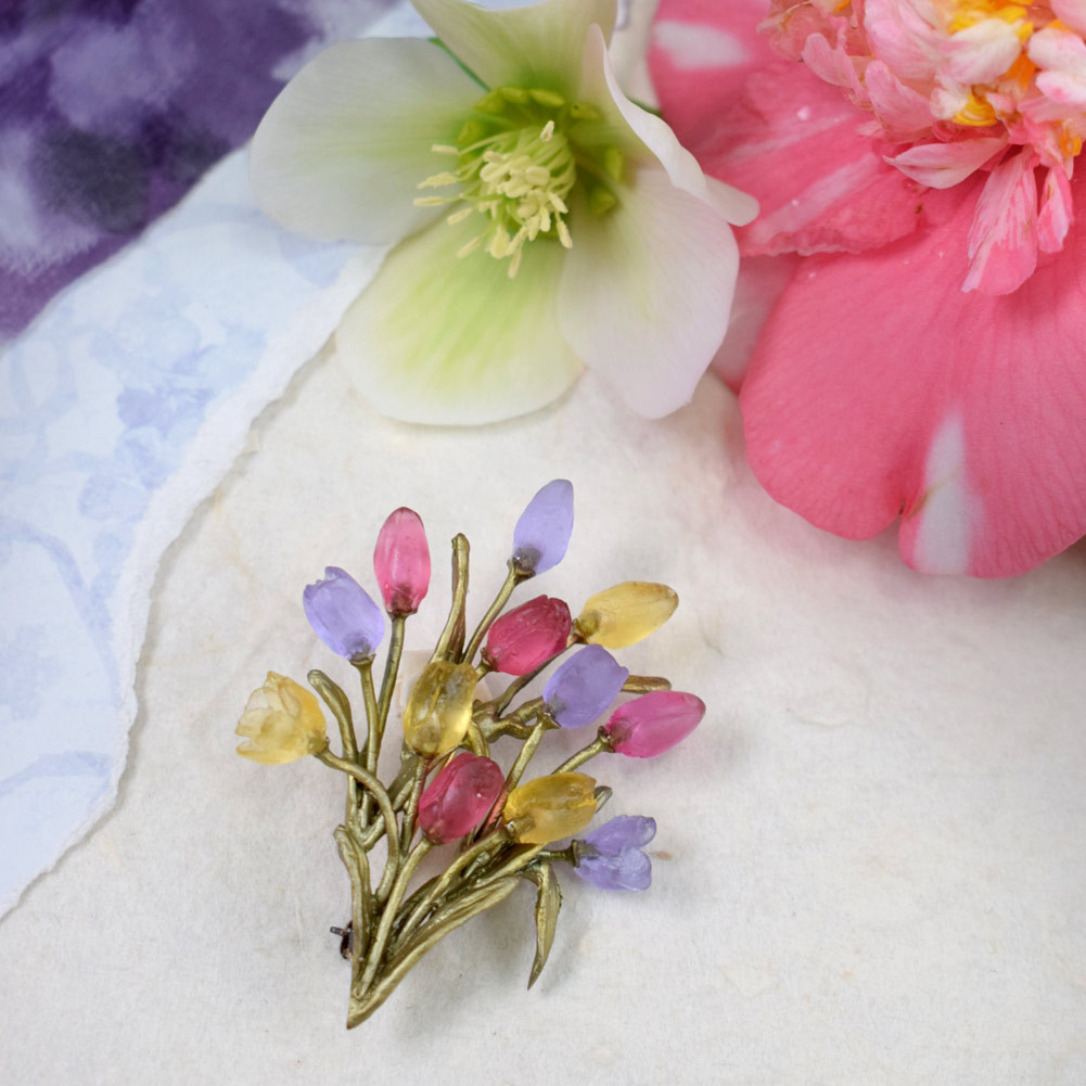 アクセサリー   'Tulip' Brooch #448 Swarovski Crystal Tulip Brooch, Gold Plated Floral Faceted Crystal