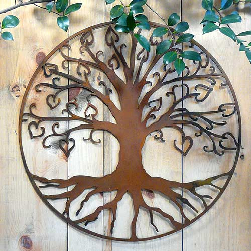 Tree of Life with Hearts Outdoor Wall Art