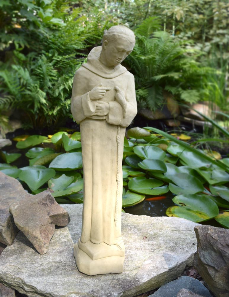 Vintage Mission-Style St Francis Concrete Garden Statue