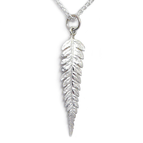Sterling Silver Fern Leaf Necklace by Bruce Baker Made in the USA