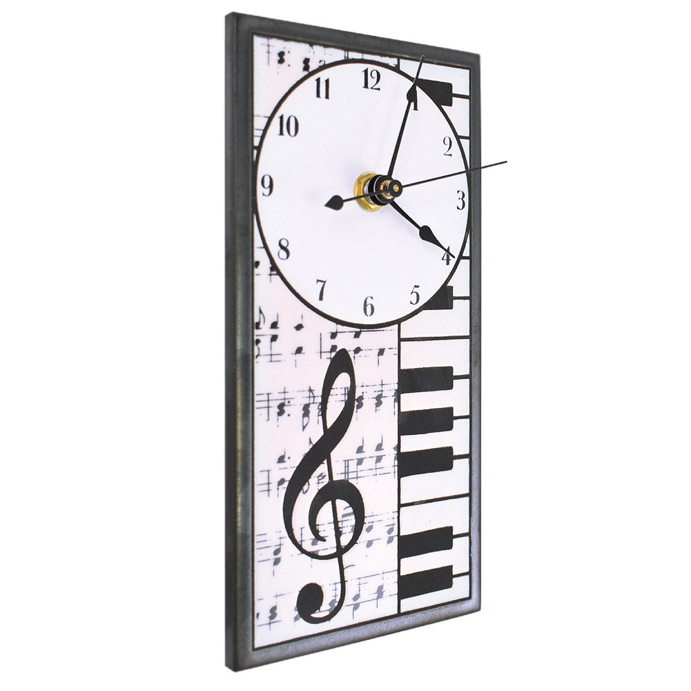 Music Notes Mini Ceramic Wall Clock Ivory Piano Clock