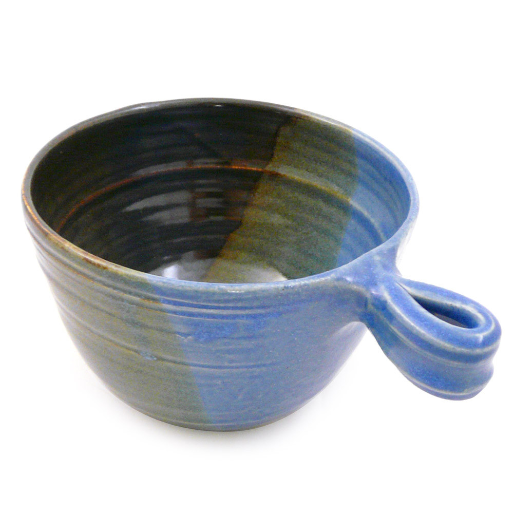Baking Serving Ceramic Blue Soup Bowls Crocks with Handles - 16 Ounce - Set of 2