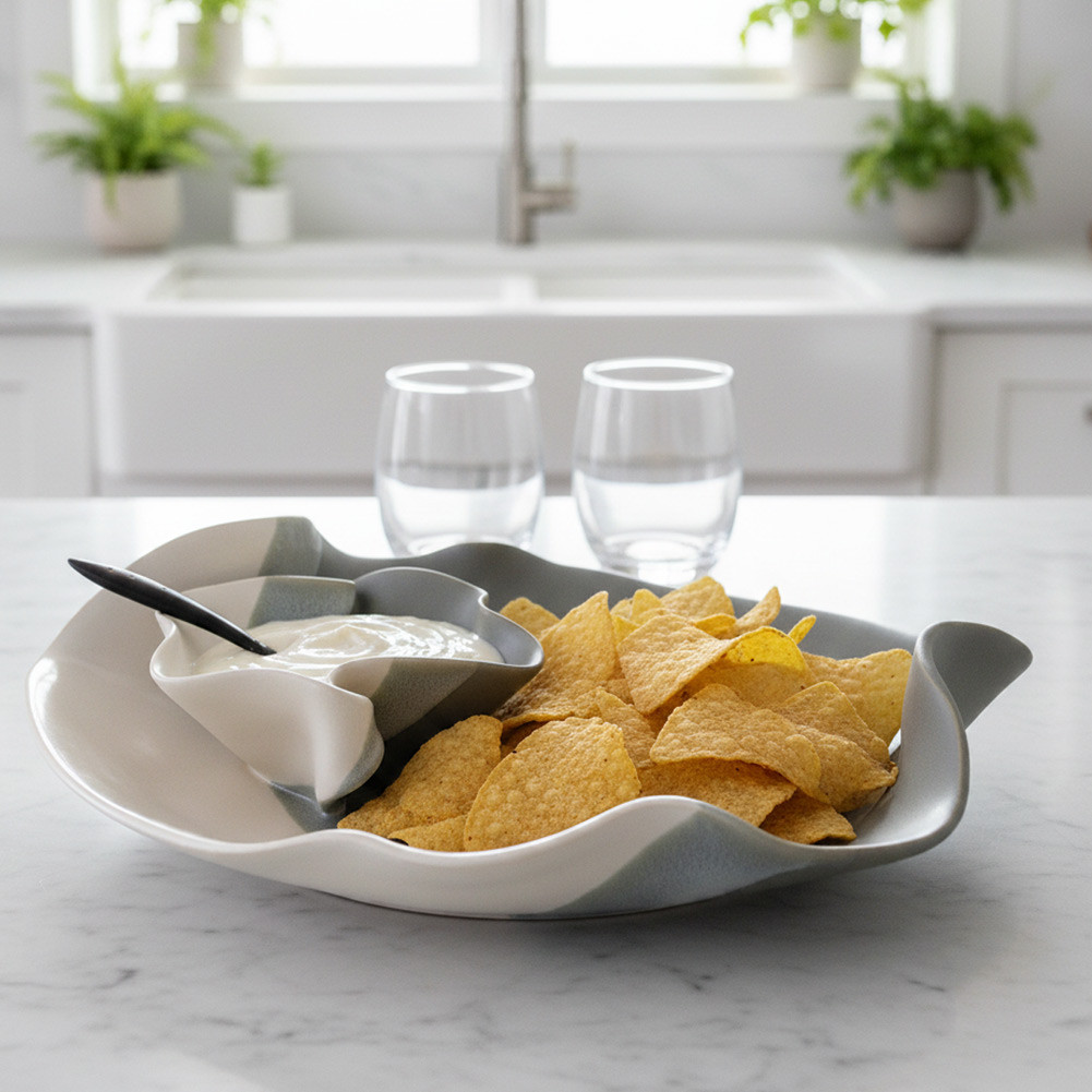Hilborn Pottery Contemporary Twist Chip Dip Dish