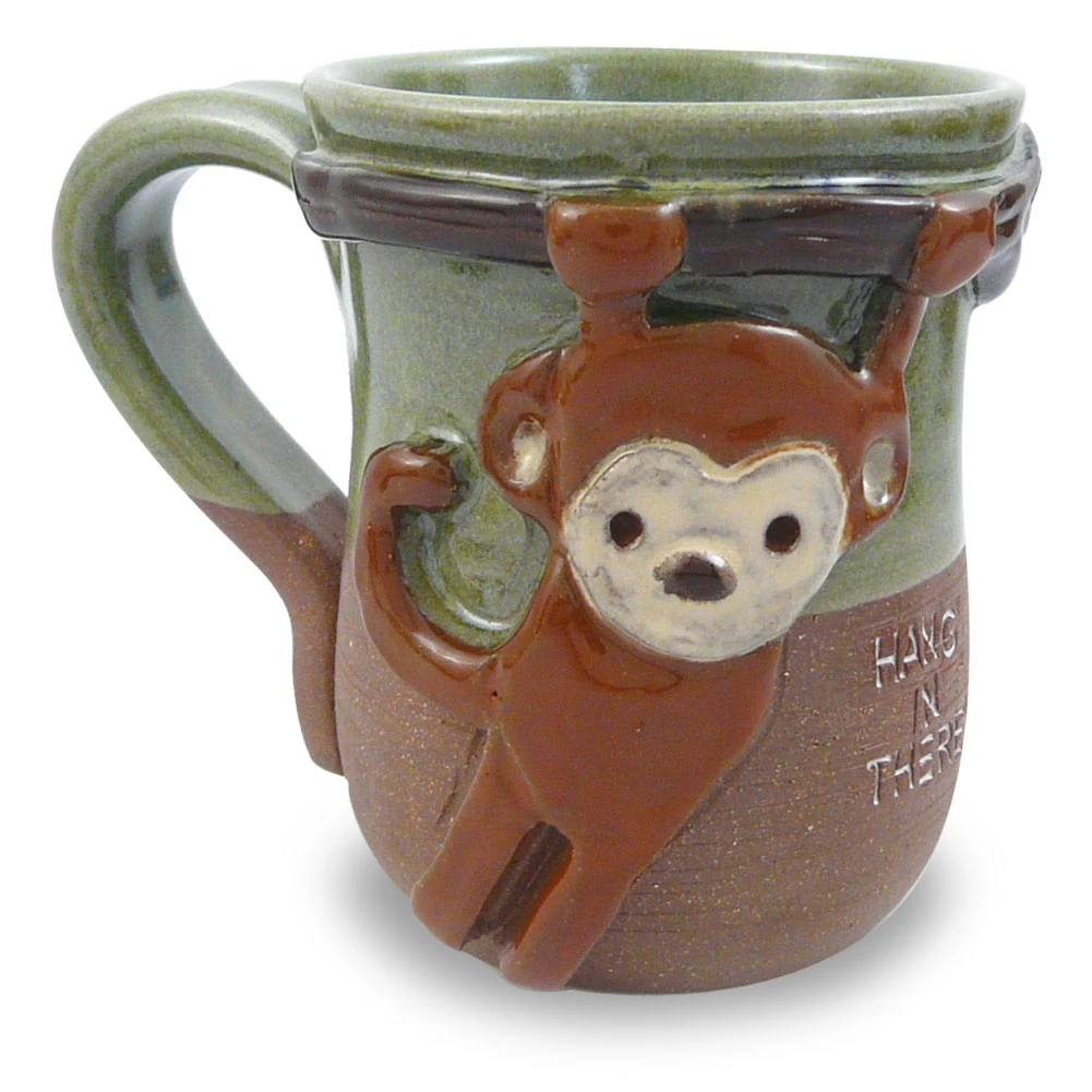 Hang in There Monkey Mug | Handmade Stoneware Pottery Mug