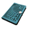 Blue Leather Writing Journal with Peacock Design